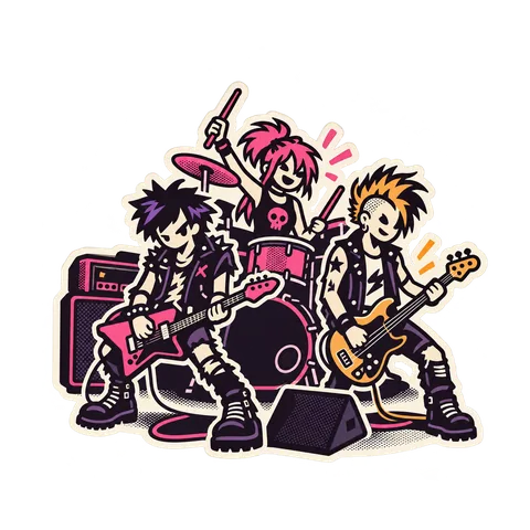 A band posing with their instruments