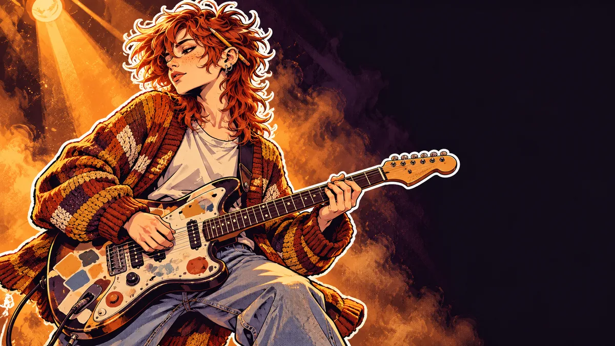 Juno Blackwood with a guitar