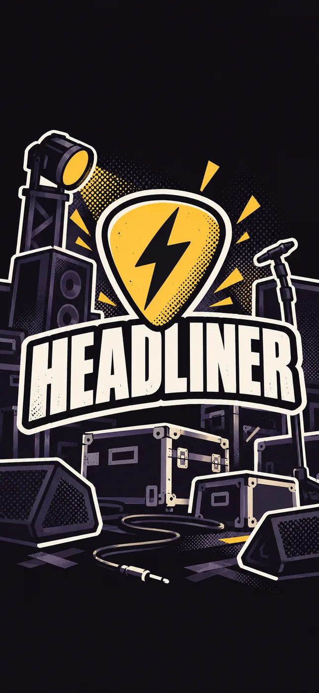 Headliner key art: a band on a lit stage in front of a packed crowd